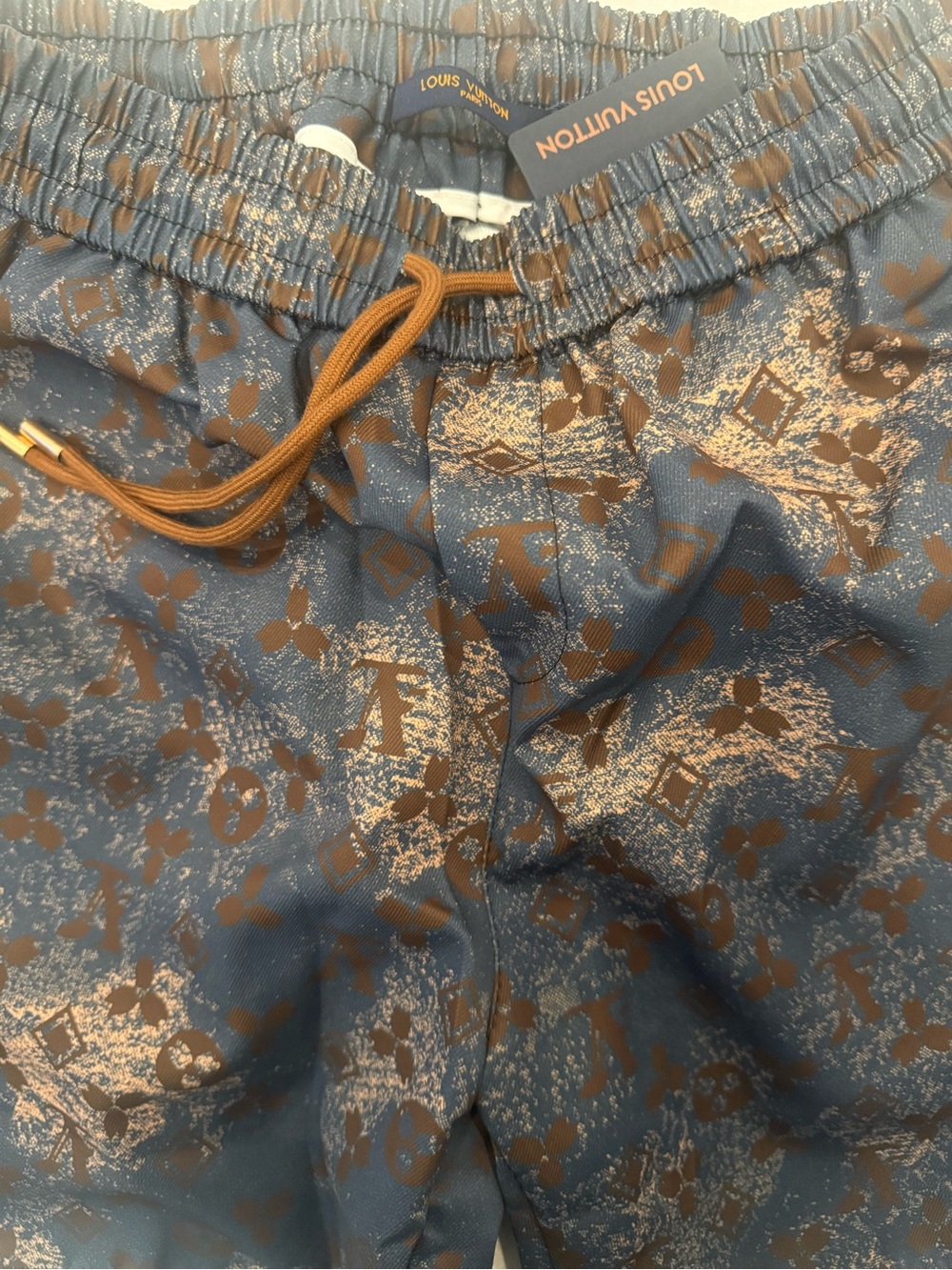 Louis Vuitton Navy & Brown Monogram Swim Trunks - Picture 4 of 5